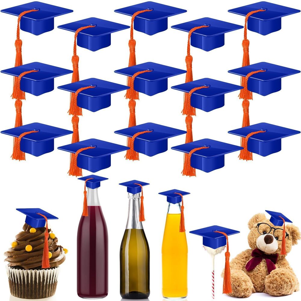 4653 30 Pieces Mini Graduation Cap Plastic Grad Cake Wine Bottle Cover